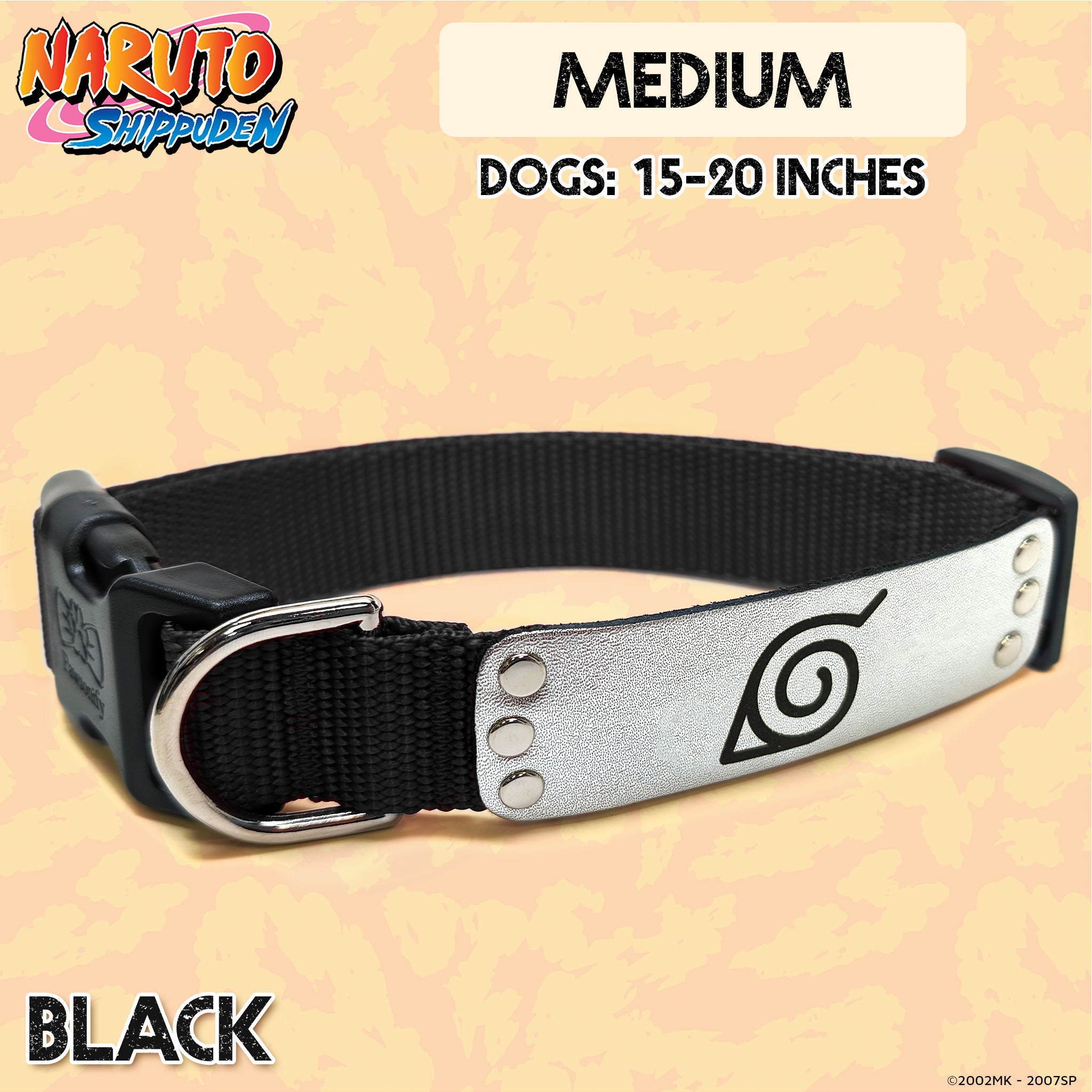 Naruto Shippuden x Pawsonify - Officially Licensed Ninja Collar (Black) for Medium Dogs #size_Dog: (M) 15-20" / Black