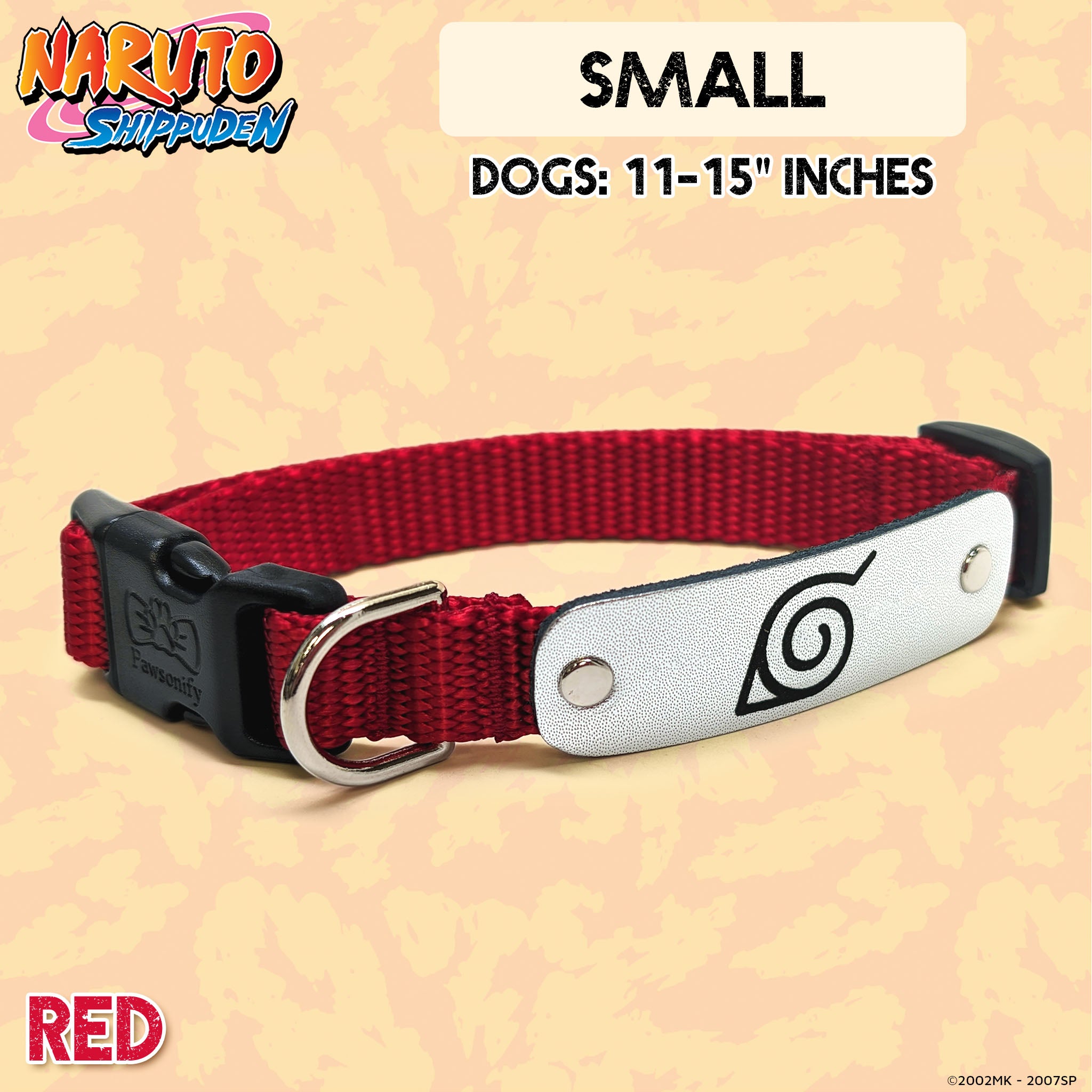 Naruto Shippuden x Pawsonify - Officially Licensed Ninja Collar (Red) for Small Dogs #size_Dog: (S) 11-15" / Red