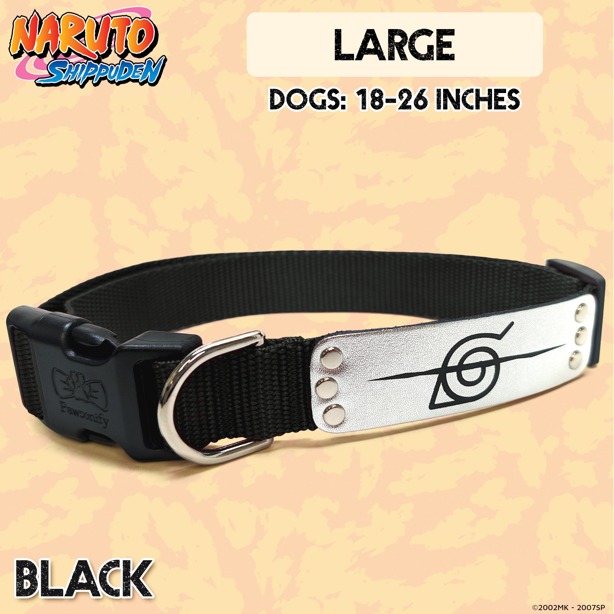 Naruto Shippuden x Pawsonify - Officially Licensed Rogue Ninja Collar (Black) for Large Dogs #size_Dog: (L) 18-26" / Black
