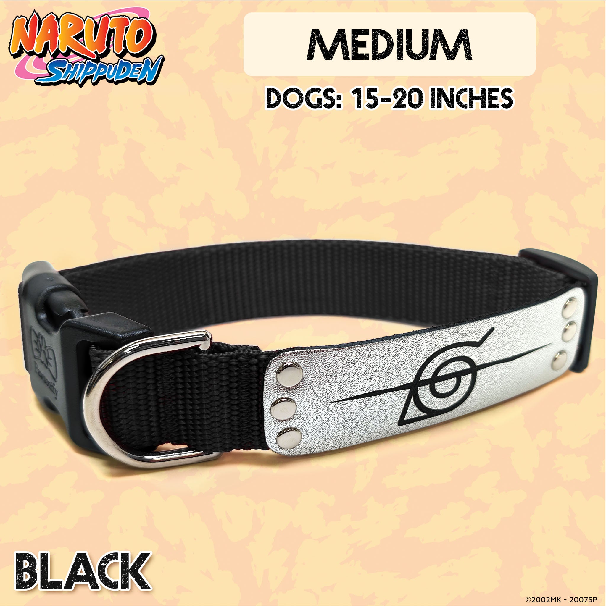 Naruto Shippuden x Pawsonify - Officially Licensed Rogue Ninja Collar (Black) for Medium Dogs #size_Dog: (M) 15-20" / Black