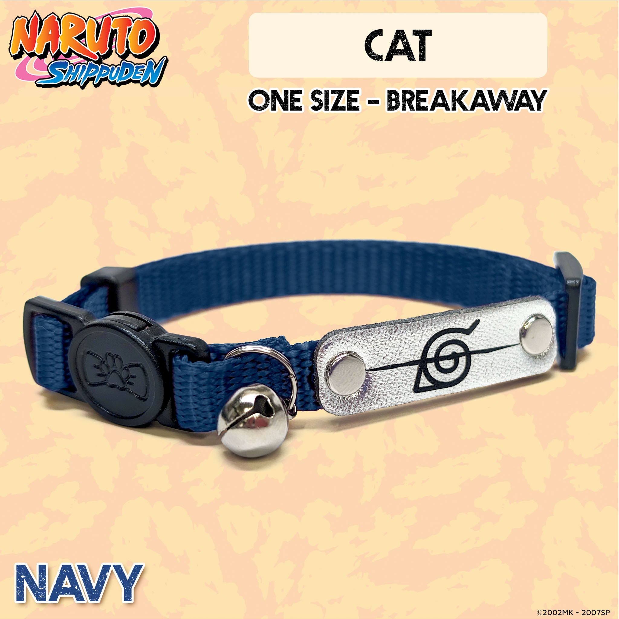 Naruto Shippuden x Pawsonify - Officially Licensed Rogue Ninja Collar (Navy) for Cats #size_Cat: 8.5-12" / Navy
