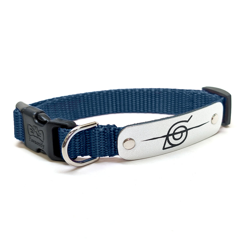 Naruto Shippuden x Pawsonify - Officially Licensed Rogue Ninja  Collar (Navy) for Small Dogs #size_Dog: (S) 11-15" / Navy