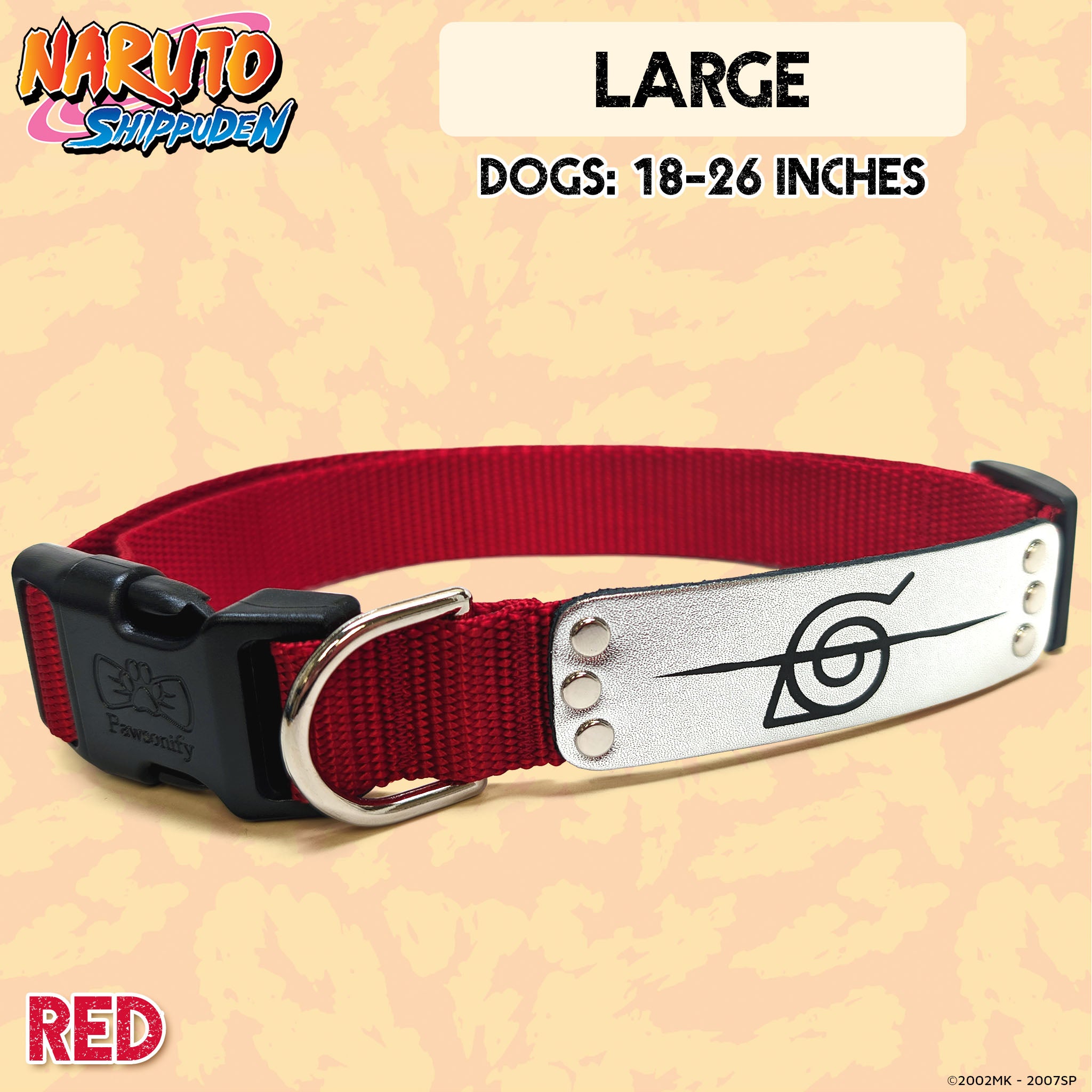 Naruto Shippuden x Pawsonify - Officially Licensed Rogue Ninja Collar (Red) for Large Dogs #size_Dog: (L) 18-26" / Red