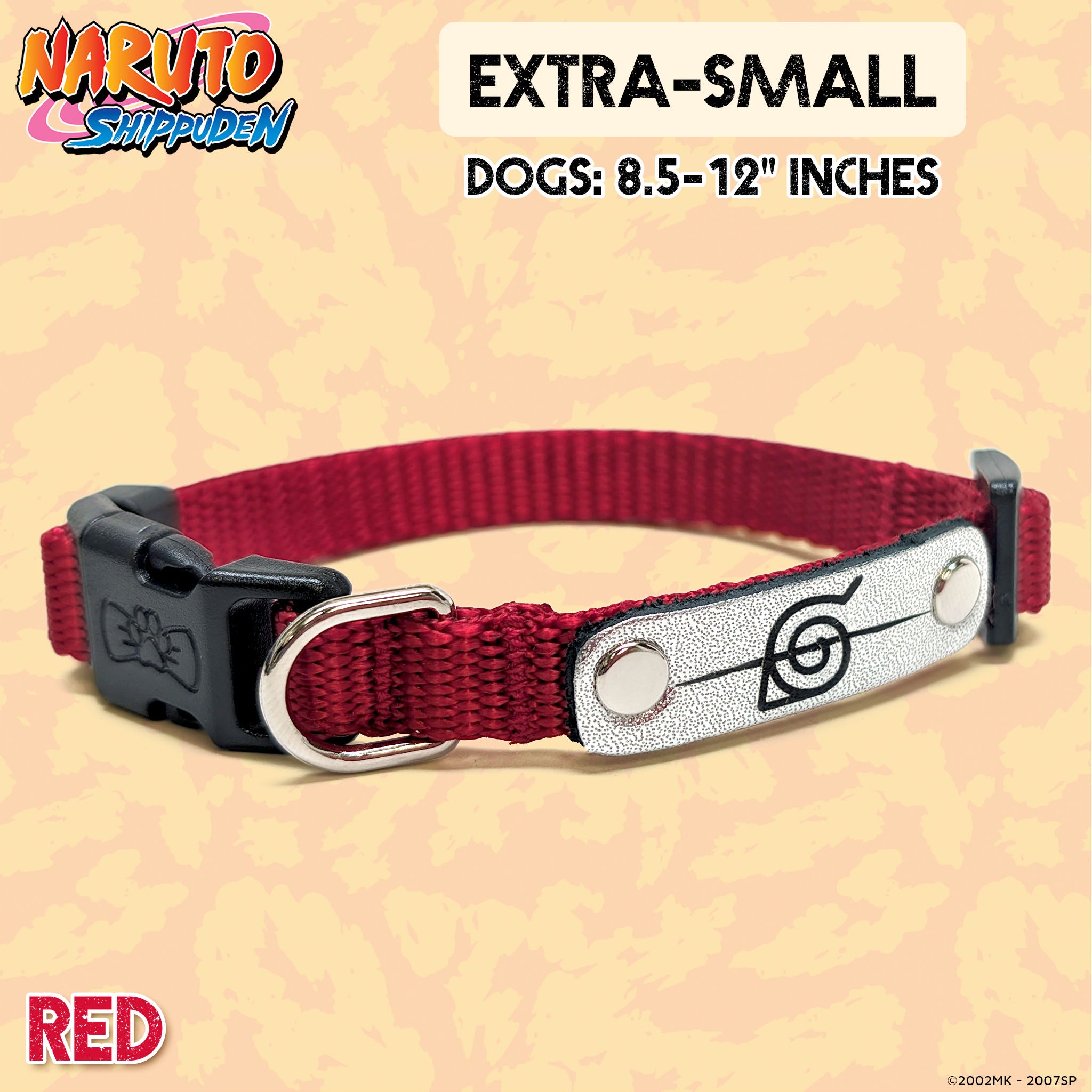 Naruto Shippuden x Pawsonify - Officially Licensed Rogue Ninja Collar (Red) for XS Dogs #size_Dog: (XS) 8.5-12" / Red