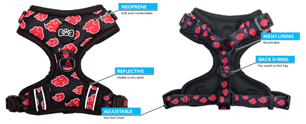 Naruto Shippuden - Akatsuki Neoprene Harness by Pawsonify for Dogs and Cats