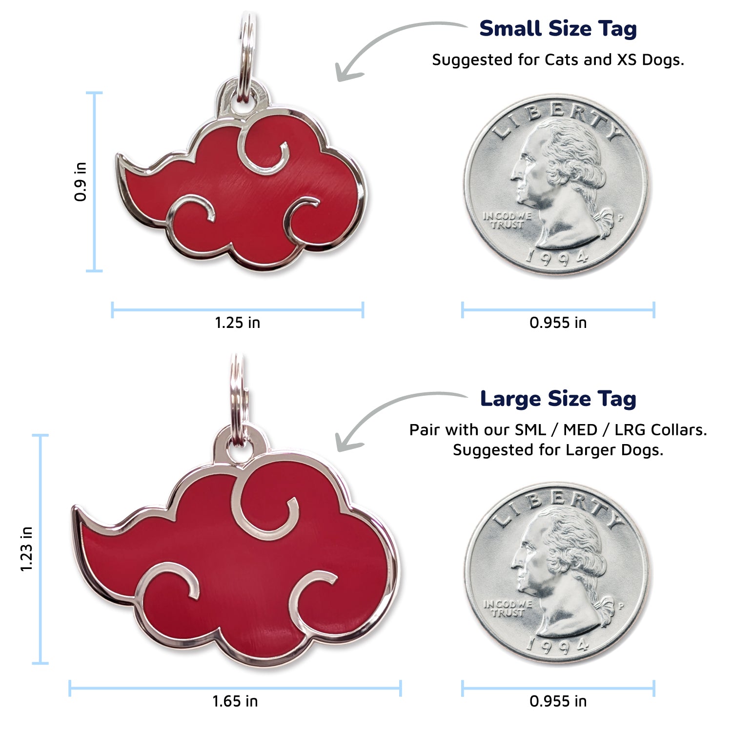 Akatsuki Pet Tag - Naruto Shippuden x Pawsonify Collab - Size Comparison