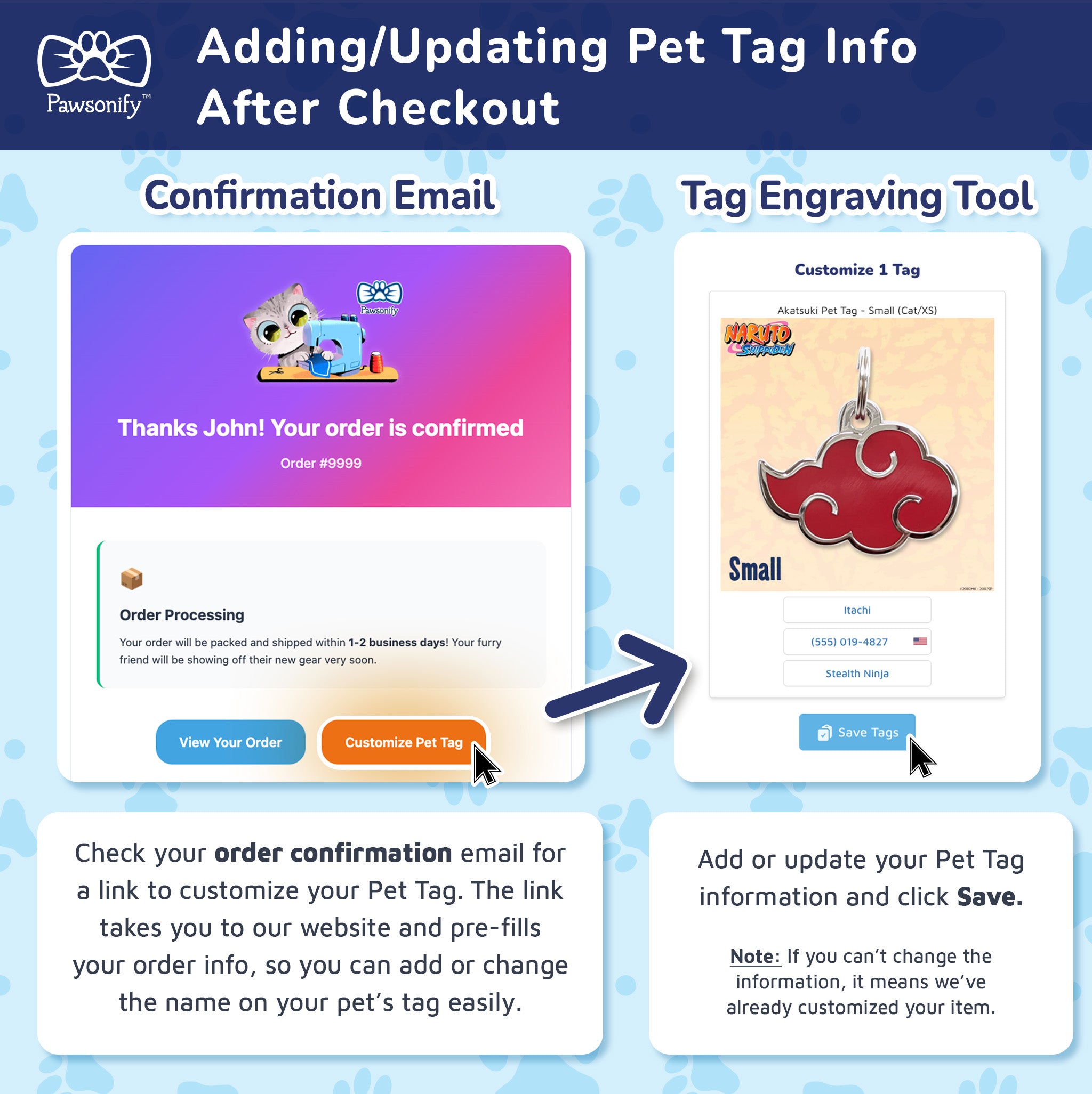Adding engraving after checkout with Pawsonify.