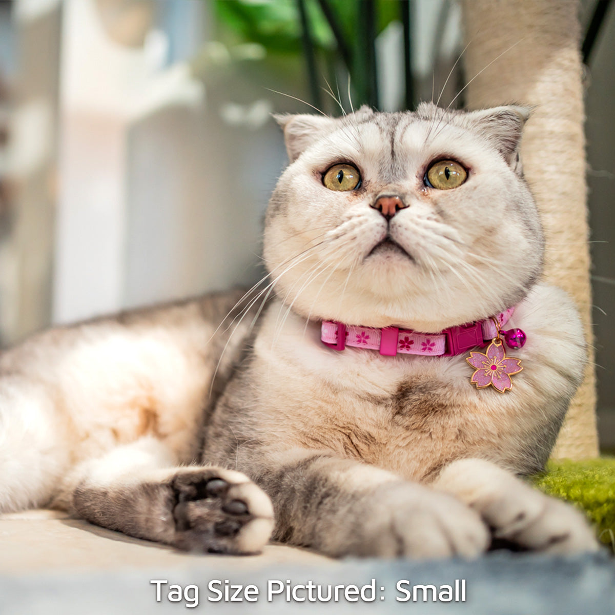 Cute cherry blossom ID tag for pets with glittery enamel 🐾