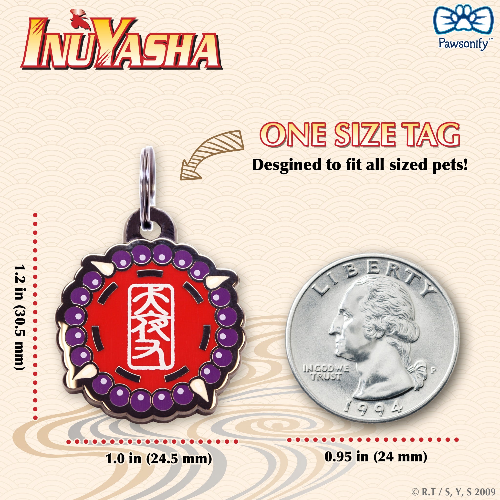 Inuyasha-themed Enamel Pet ID Tag with Character Artwork and Customizable Engraving