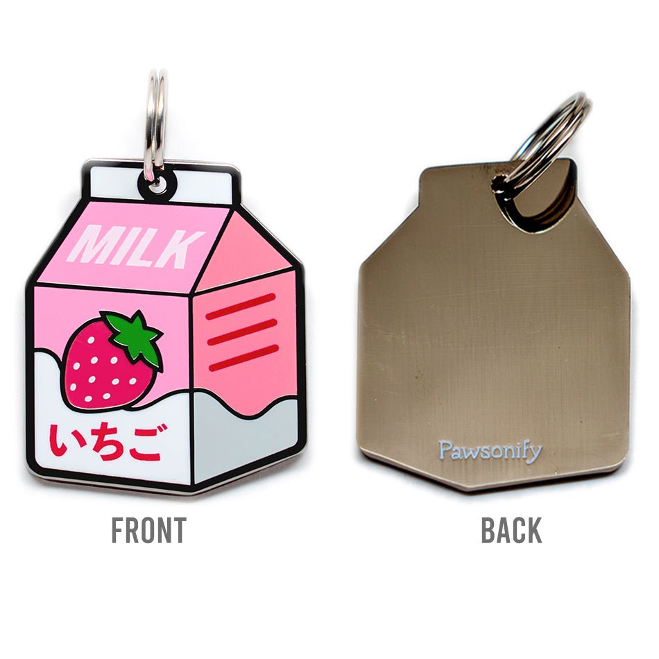 Pawsonify Original Pet Tag - Strawberry Milk (Engraving Preview) #style_strawberry