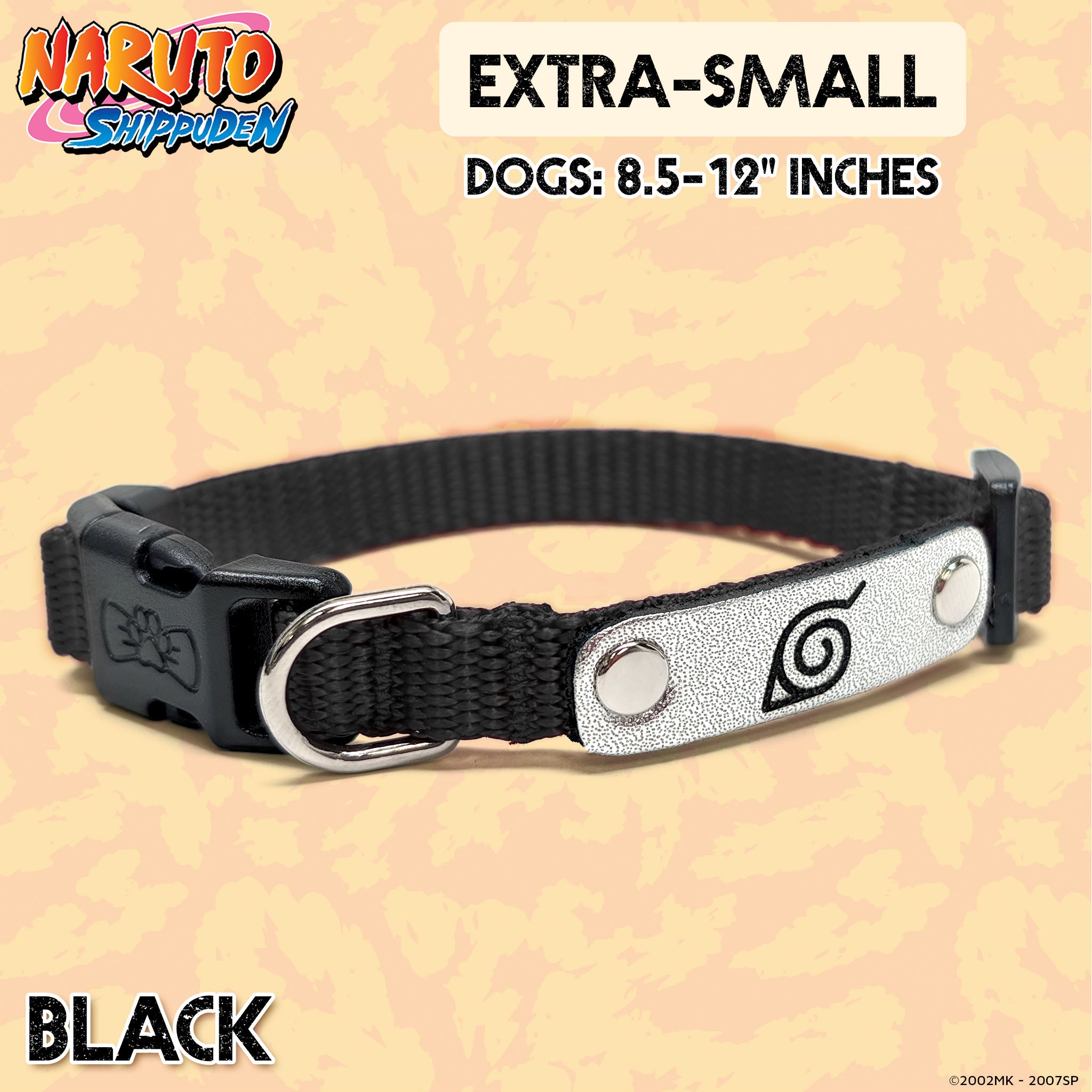 Naruto Shippuden x Pawsonify - Officially Licensed Ninja Collar (Black) for XS Dogs #size_Dog: (XS) 8.5-12" / Black