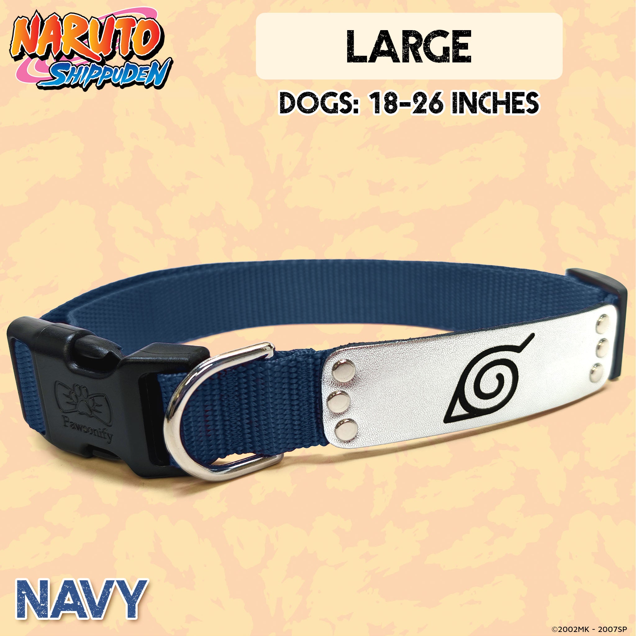 Naruto Shippuden x Pawsonify - Officially Licensed Ninja Collar (Navy) for Large Dogs #size_Dog: (L) 18-26" / Navy