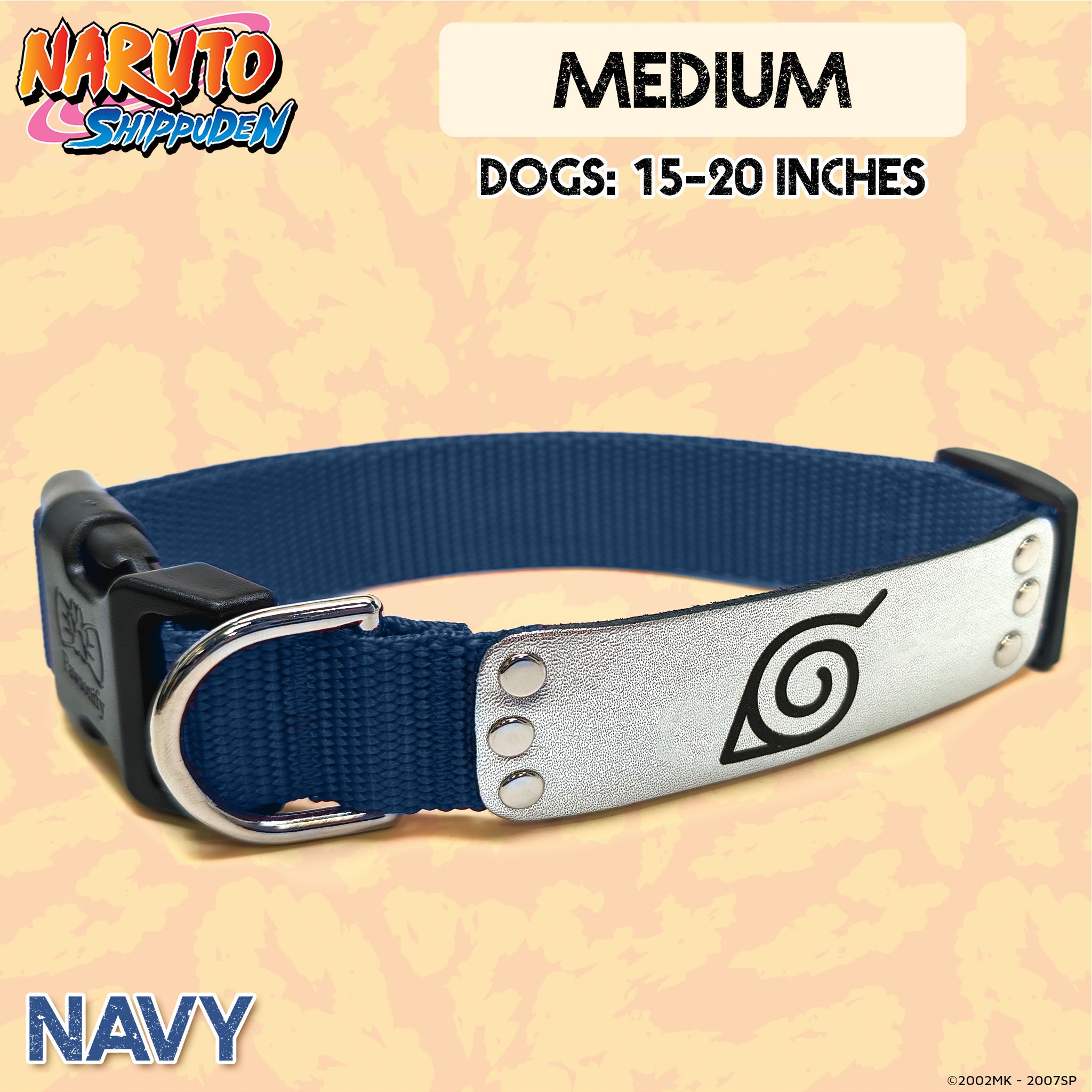 Naruto Shippuden x Pawsonify - Officially Licensed Ninja Collar (Navy) for Medium Dogs #size_Dog: (M) 15-20" / Navy