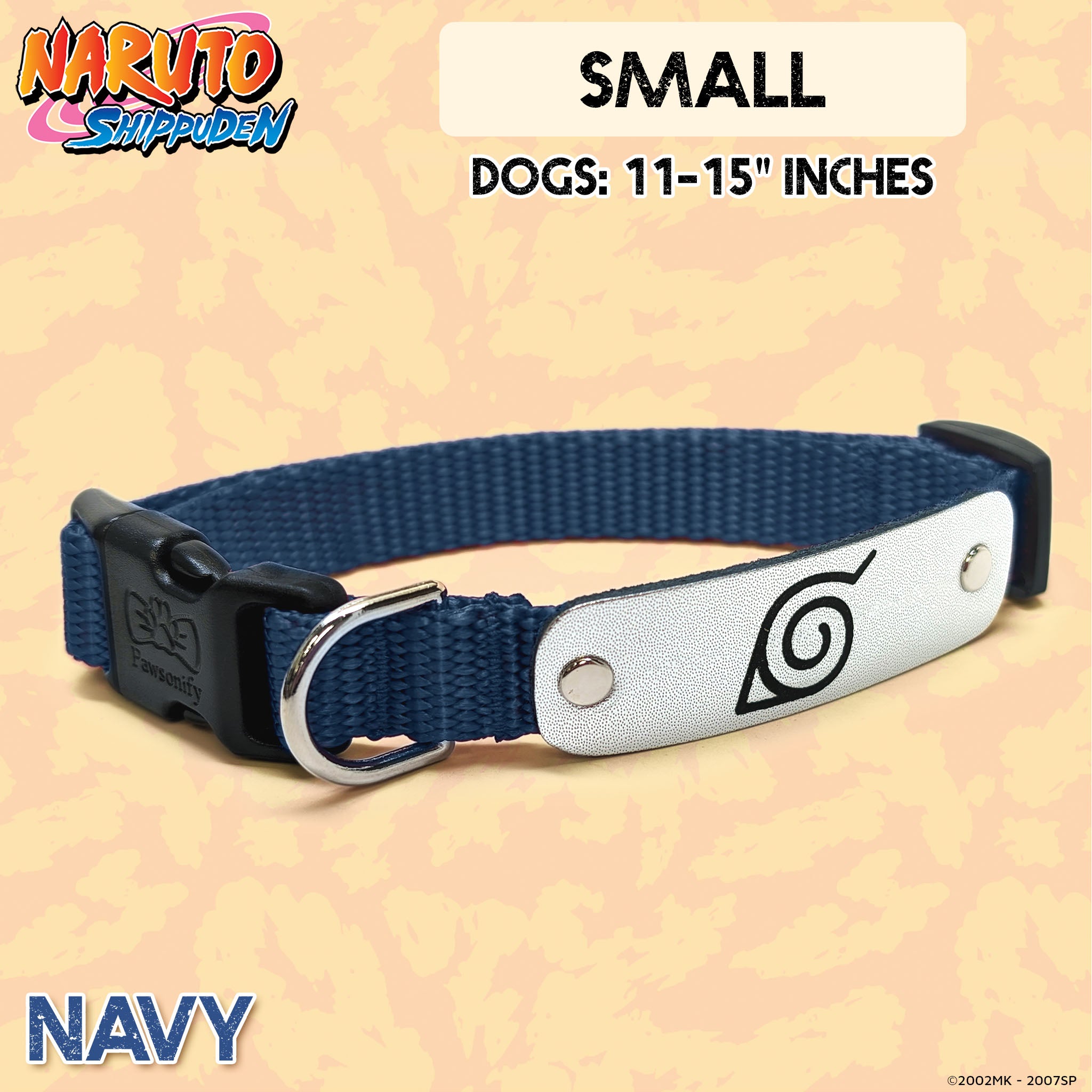 Naruto Shippuden x Pawsonify - Officially Licensed Ninja Collar (Navy) for Small Dogs #size_Dog: (S) 11-15" / Navy