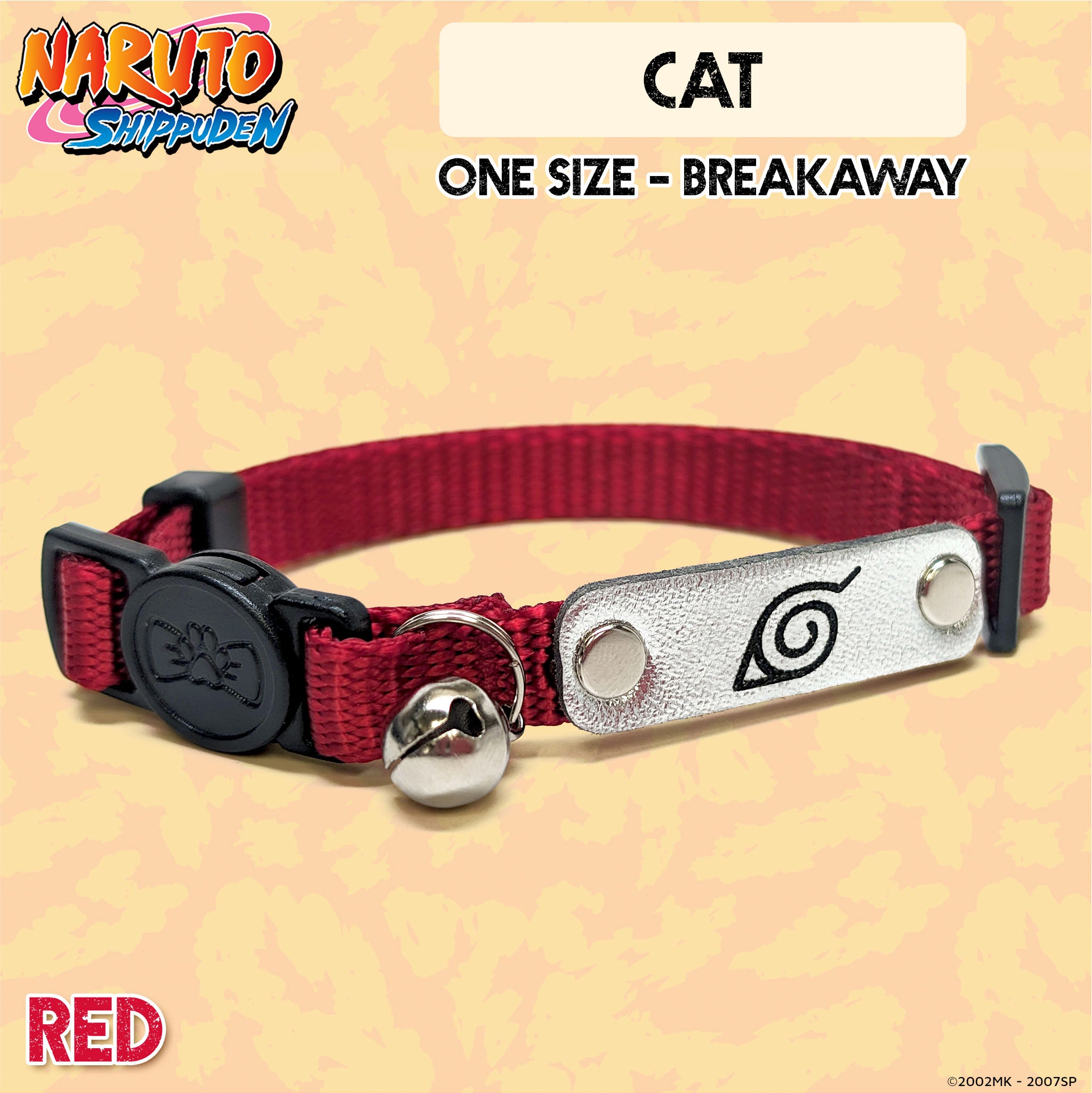 Naruto Shippuden x Pawsonify - Officially Licensed Ninja Collar (Red) for Cats #size_Cat: 8.5-12" / Red