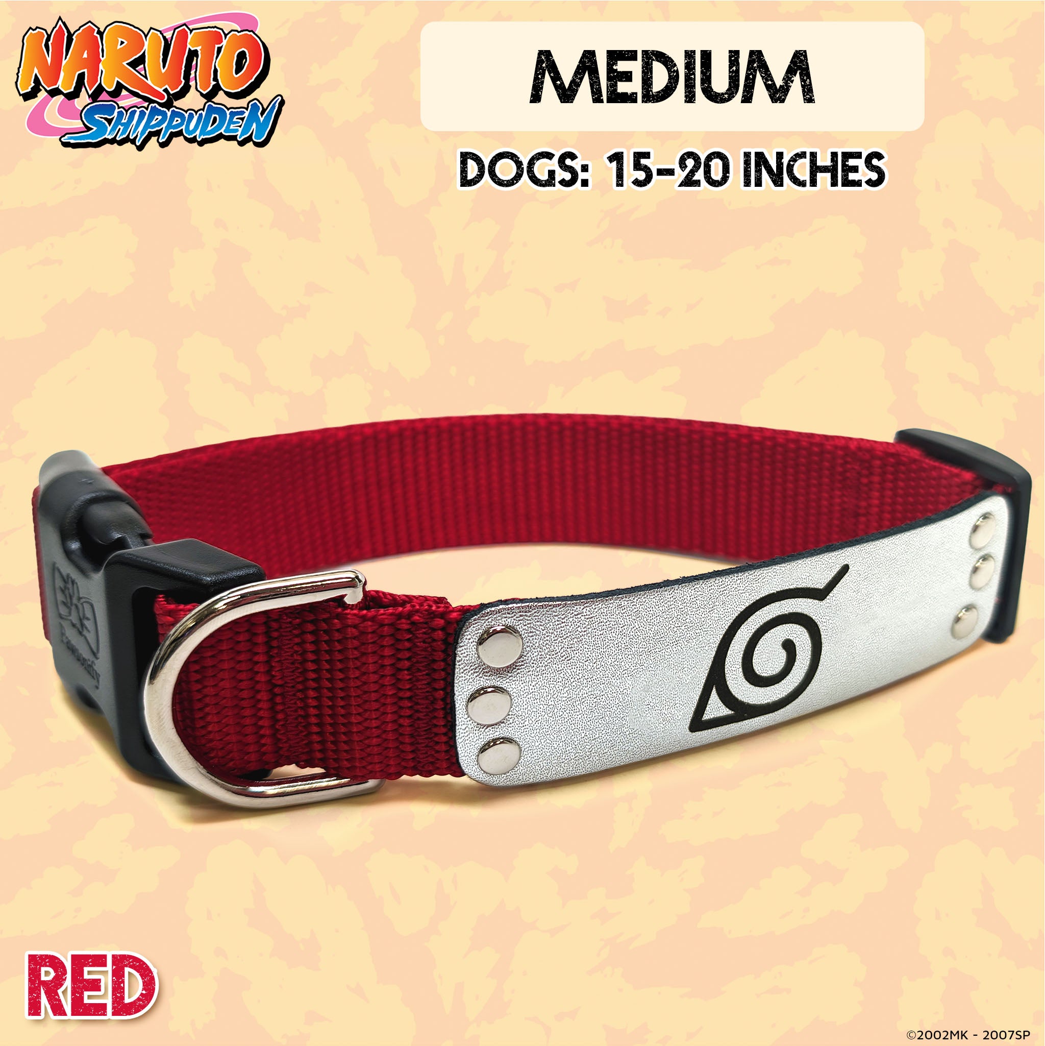 Naruto Shippuden x Pawsonify - Officially Licensed Ninja Collar (Red) for Medium Dogs #size_Dog: (M) 15-20" / Red