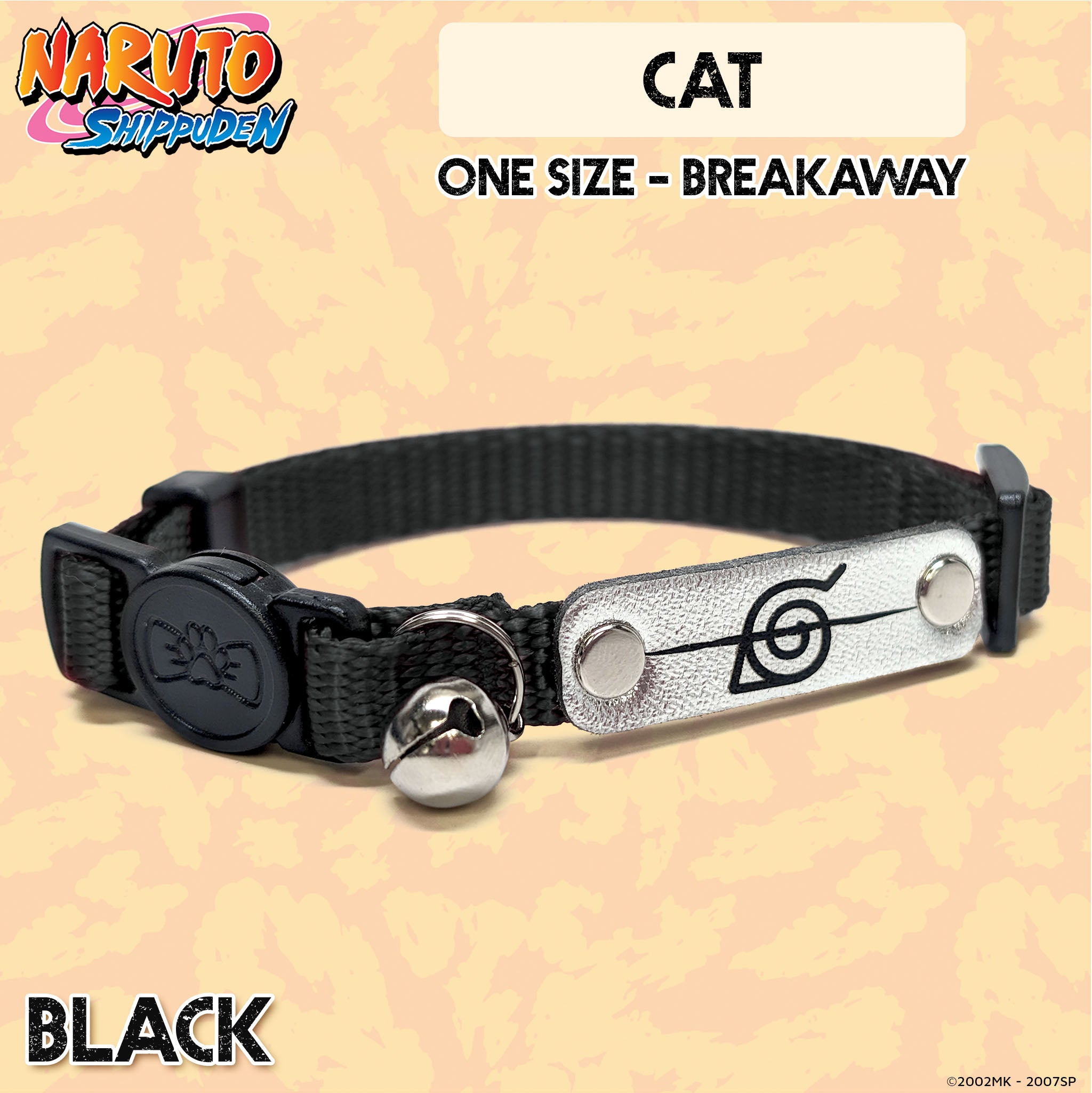 Naruto Shippuden x Pawsonify - Officially Licensed Rogue Ninja Collar (Black) for Cats #size_Cat: 8.5-12" / Black