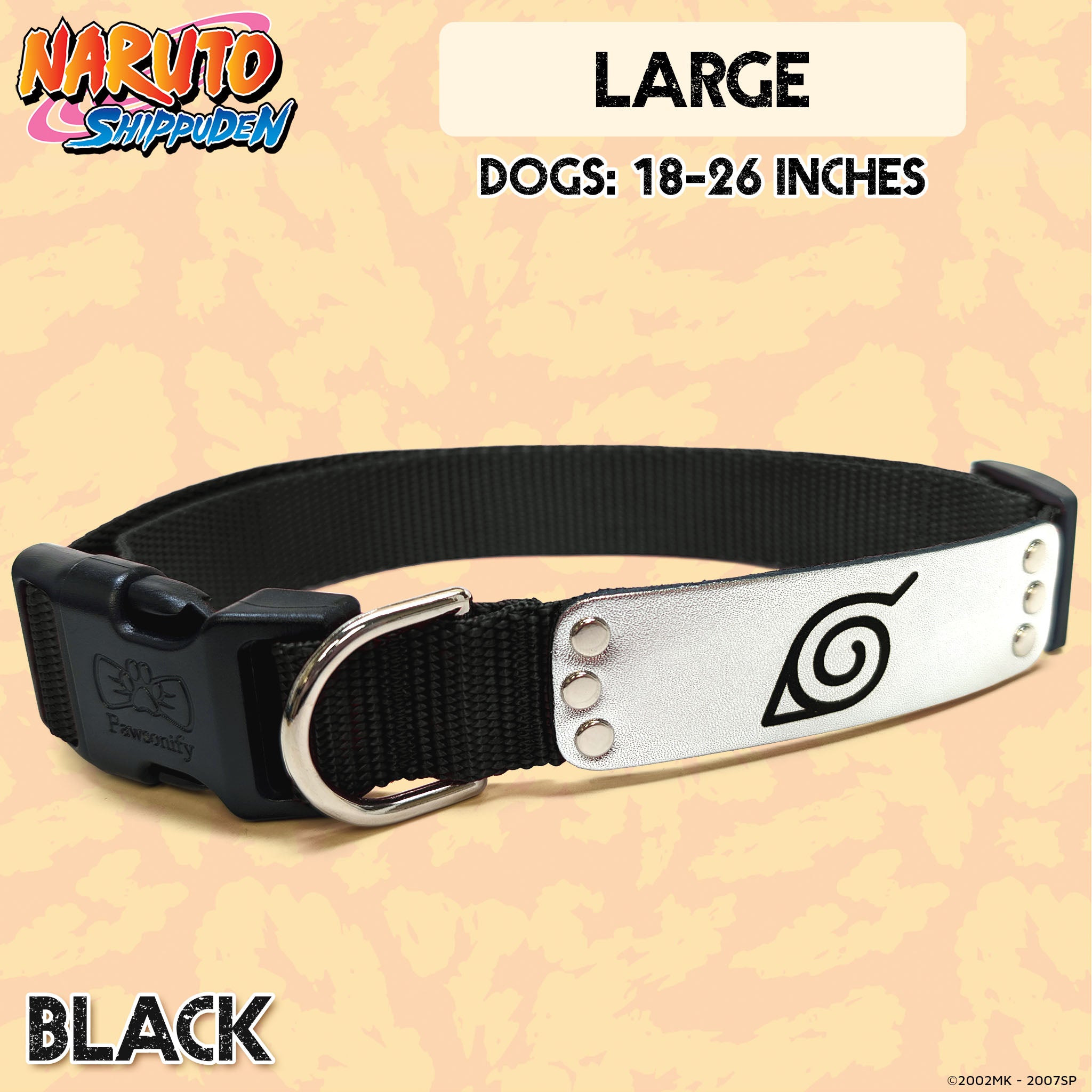 Naruto Shippuden x Pawsonify - Officially Licensed Rogue Ninja  Collar (Black) for Large Dogs #size_Dog: (L) 18-26" / Black