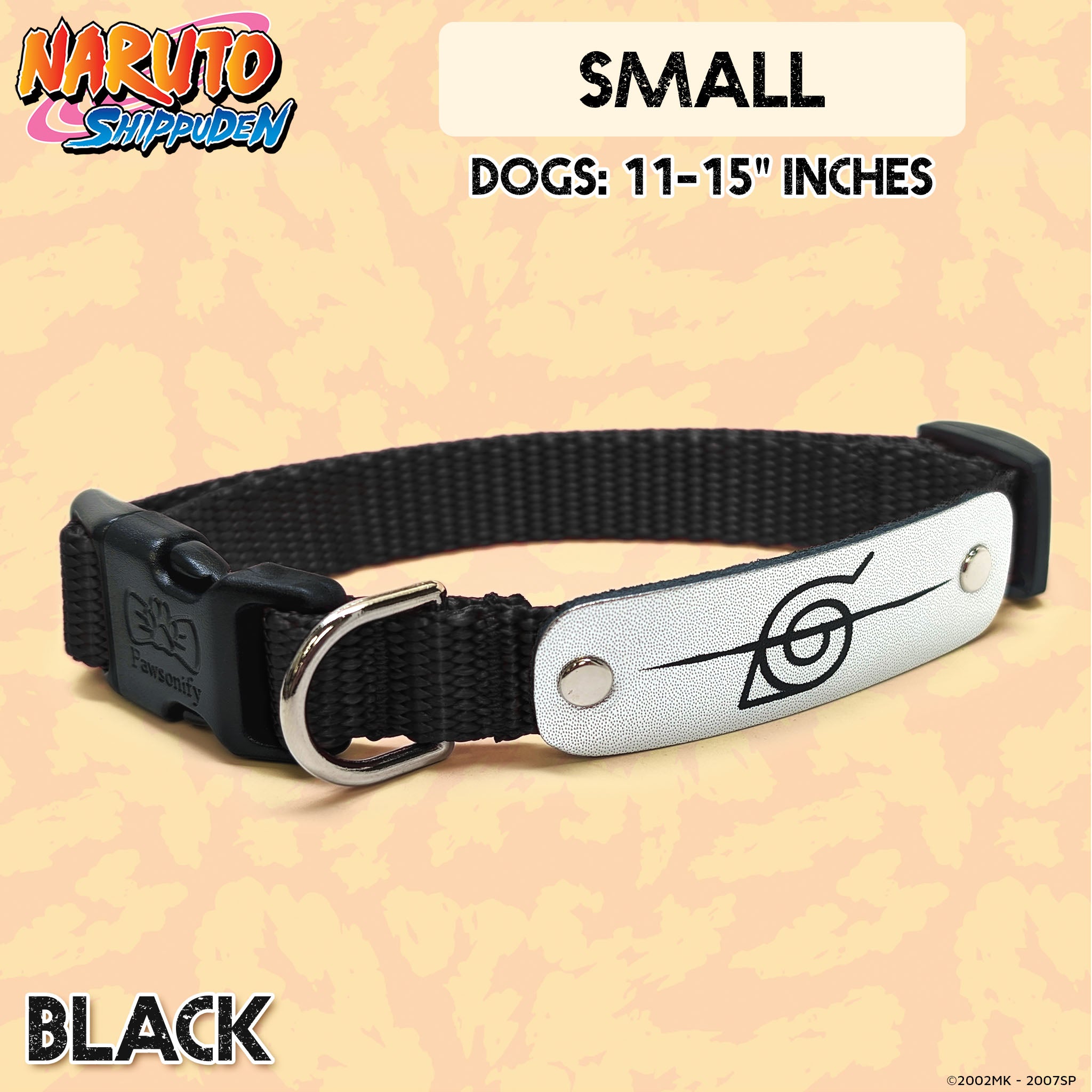 Naruto Shippuden x Pawsonify - Officially Licensed Rogue Ninja  Collar (Black) for Small Dogs #size_Dog: (S) 11-15" / Black