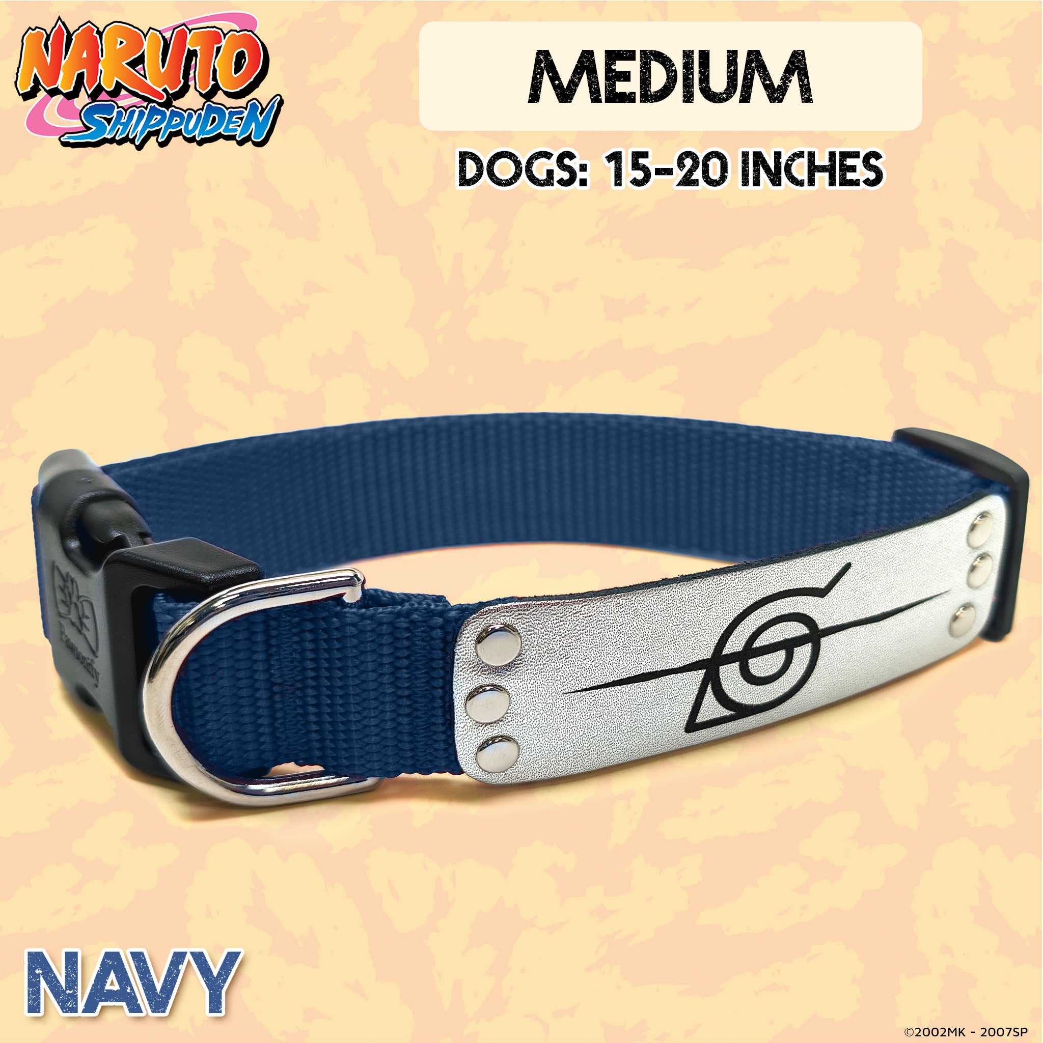 Naruto Shippuden x Pawsonify - Officially Licensed Rogue Ninja  Collar (Navy) for Medium Dogs #size_Dog: (M) 15-20" / Navy
