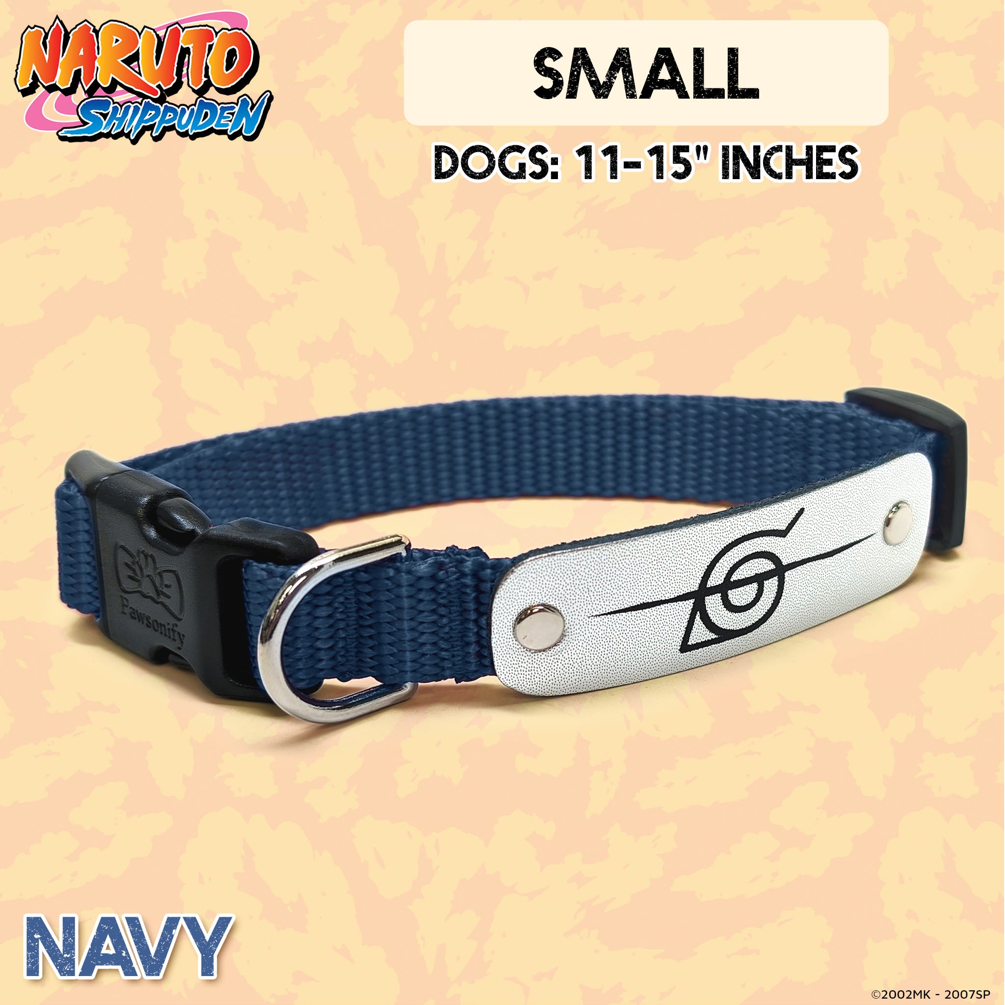 Naruto Shippuden x Pawsonify - Officially Licensed Rogue Ninja  Collar (Navy) for Small Dogs #size_Dog: (S) 11-15" / Navy