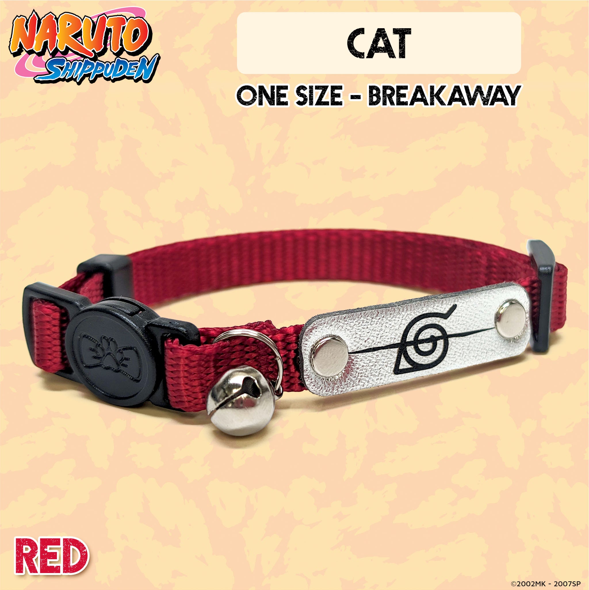 Naruto Shippuden x Pawsonify - Officially Licensed Rogue Ninja Collar (Red) for Cats #size_Cat: 8.5-12" / Red