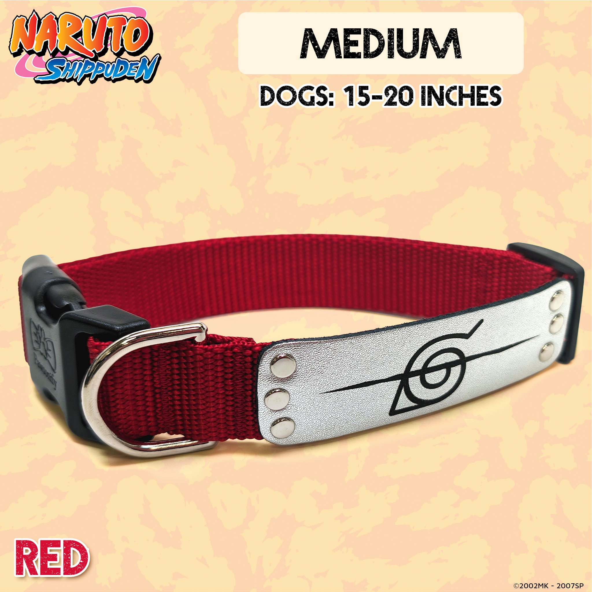 Naruto Shippuden x Pawsonify - Officially Licensed Rogue Ninja  Collar (Red) for Medium Dogs #size_Dog: (M) 15-20" / Red