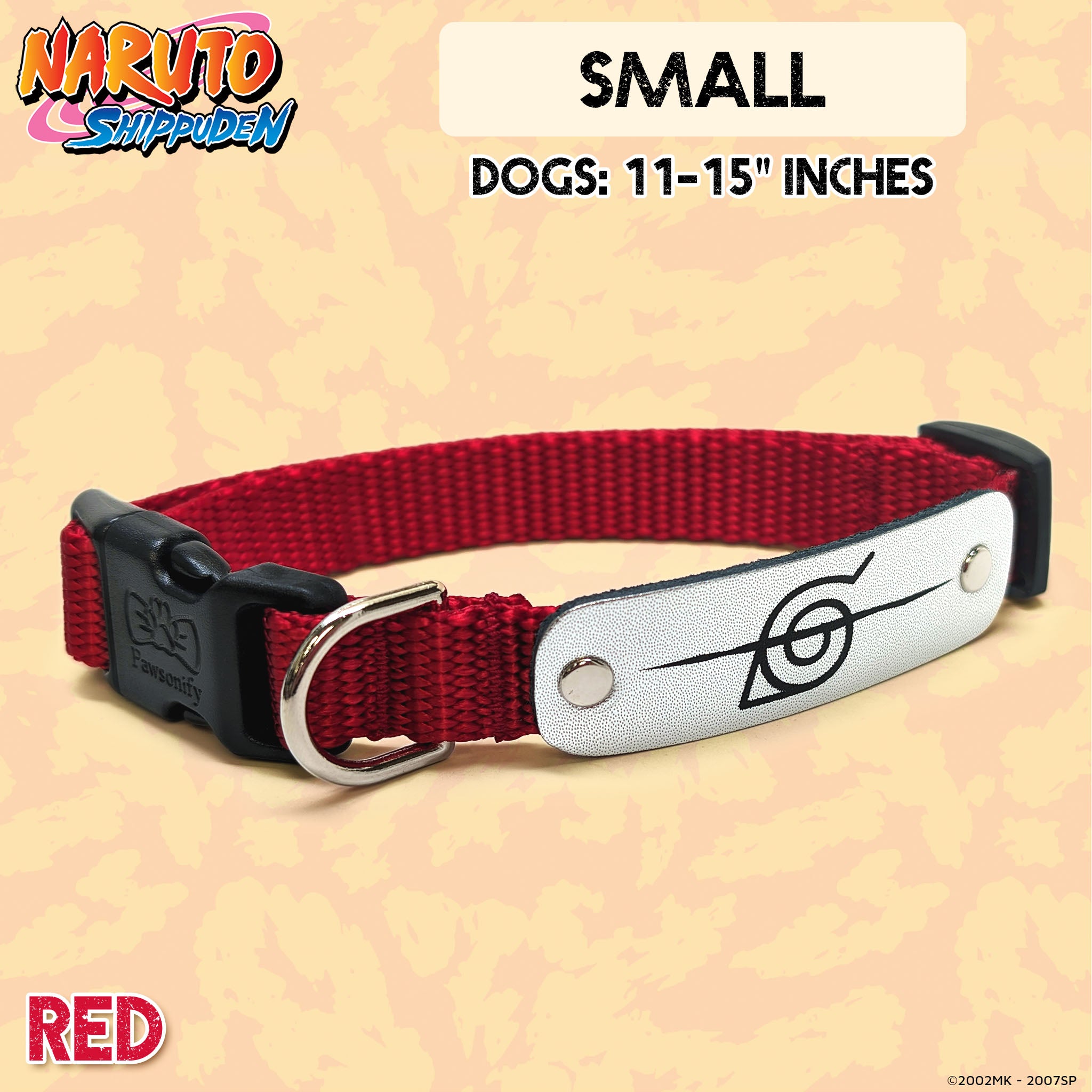 Naruto Shippuden x Pawsonify - Officially Licensed Rogue Ninja  Collar (Red) for Small Dogs #size_Dog: (S) 11-15" / Red