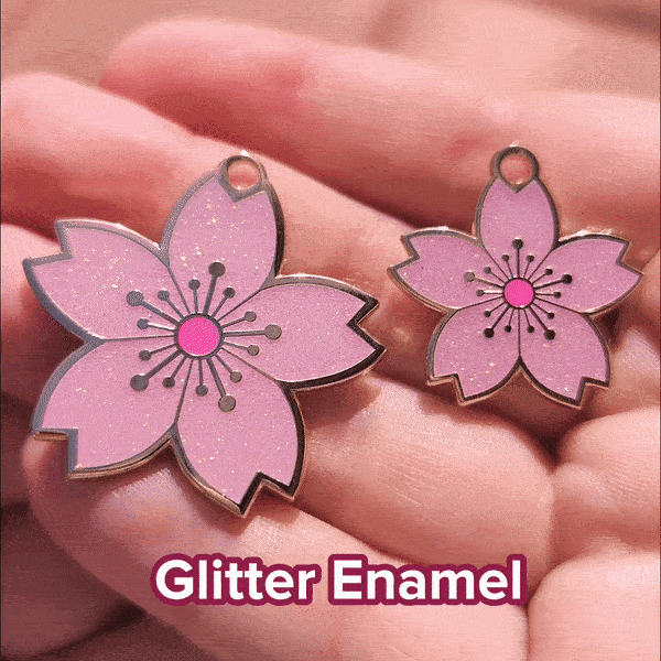 Cute cherry blossom ID tag for pets with glittery enamel 🐾