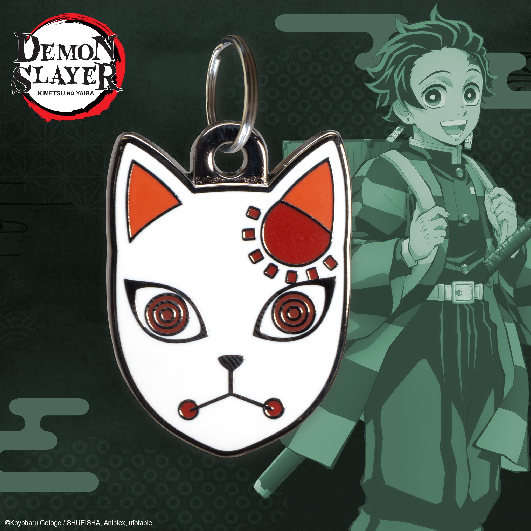 Demon Slayer pet tag on a dark background.