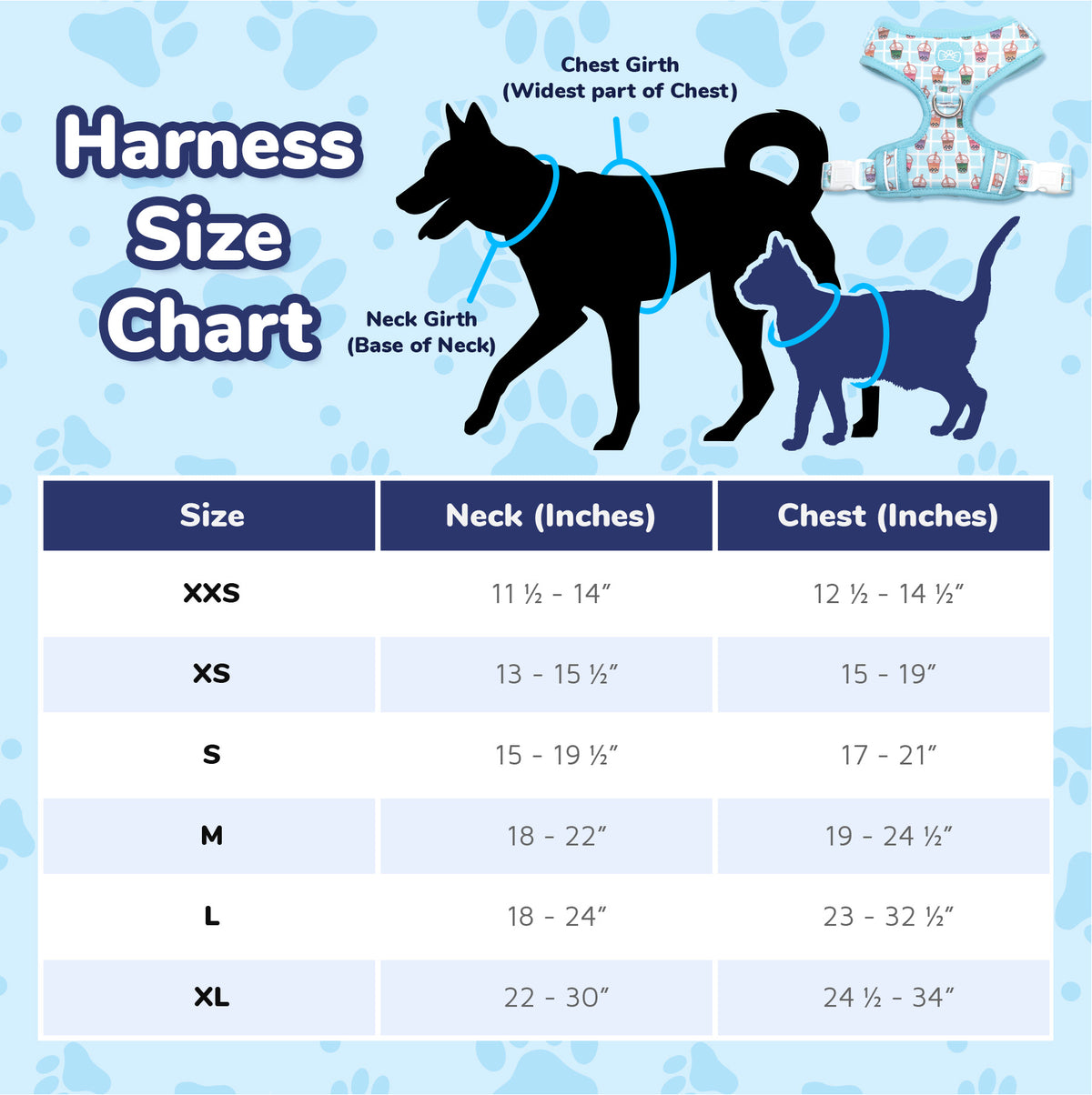 Harness Size Charts Pawsonify