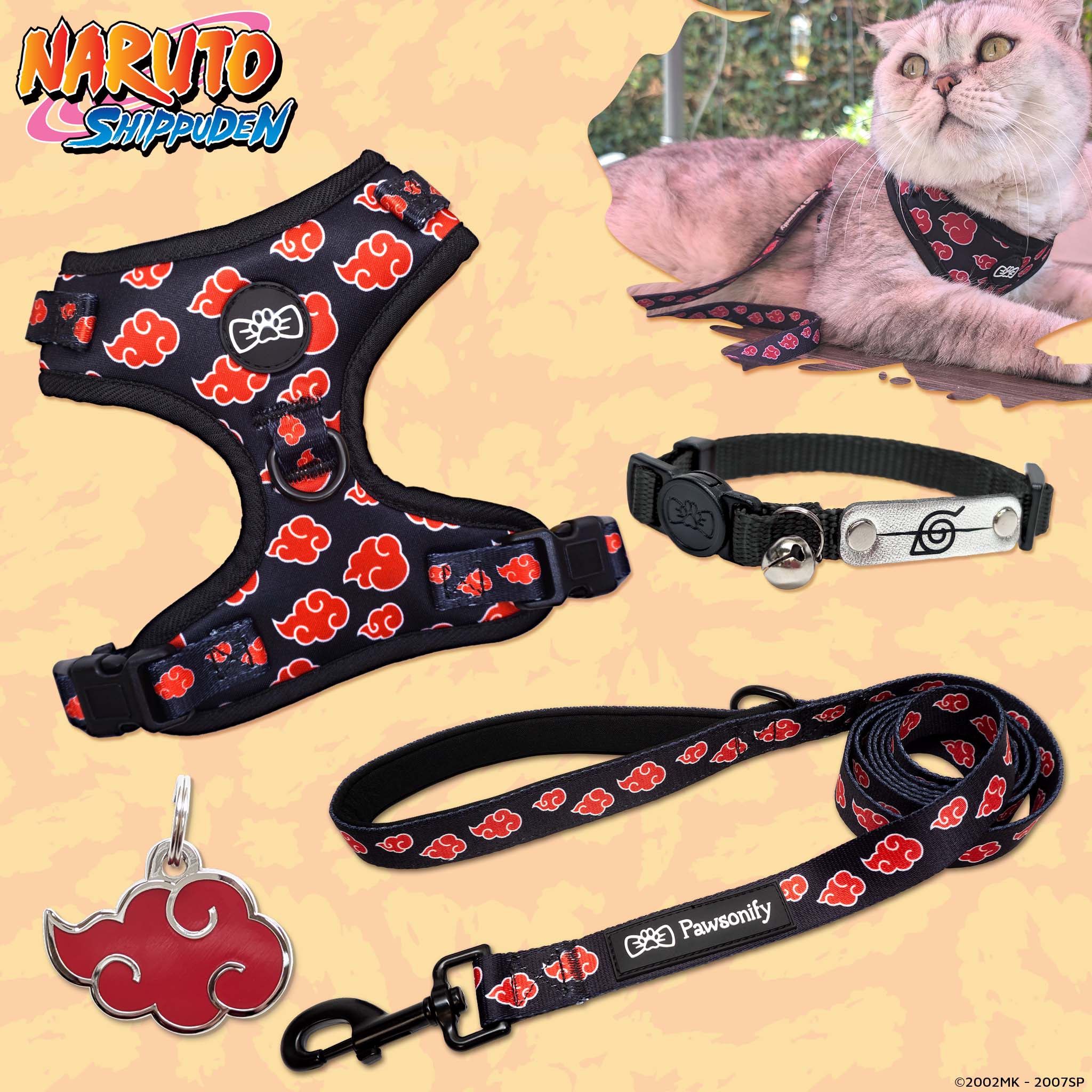 #size_Akatsuki Pet Tag / Ninja Rogue Collar (Black)
