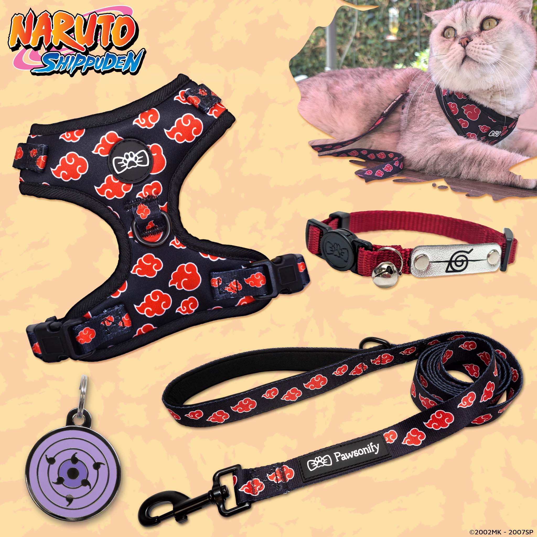 #size_Rinnegan Pet Tag / Ninja Rogue Collar (Red)