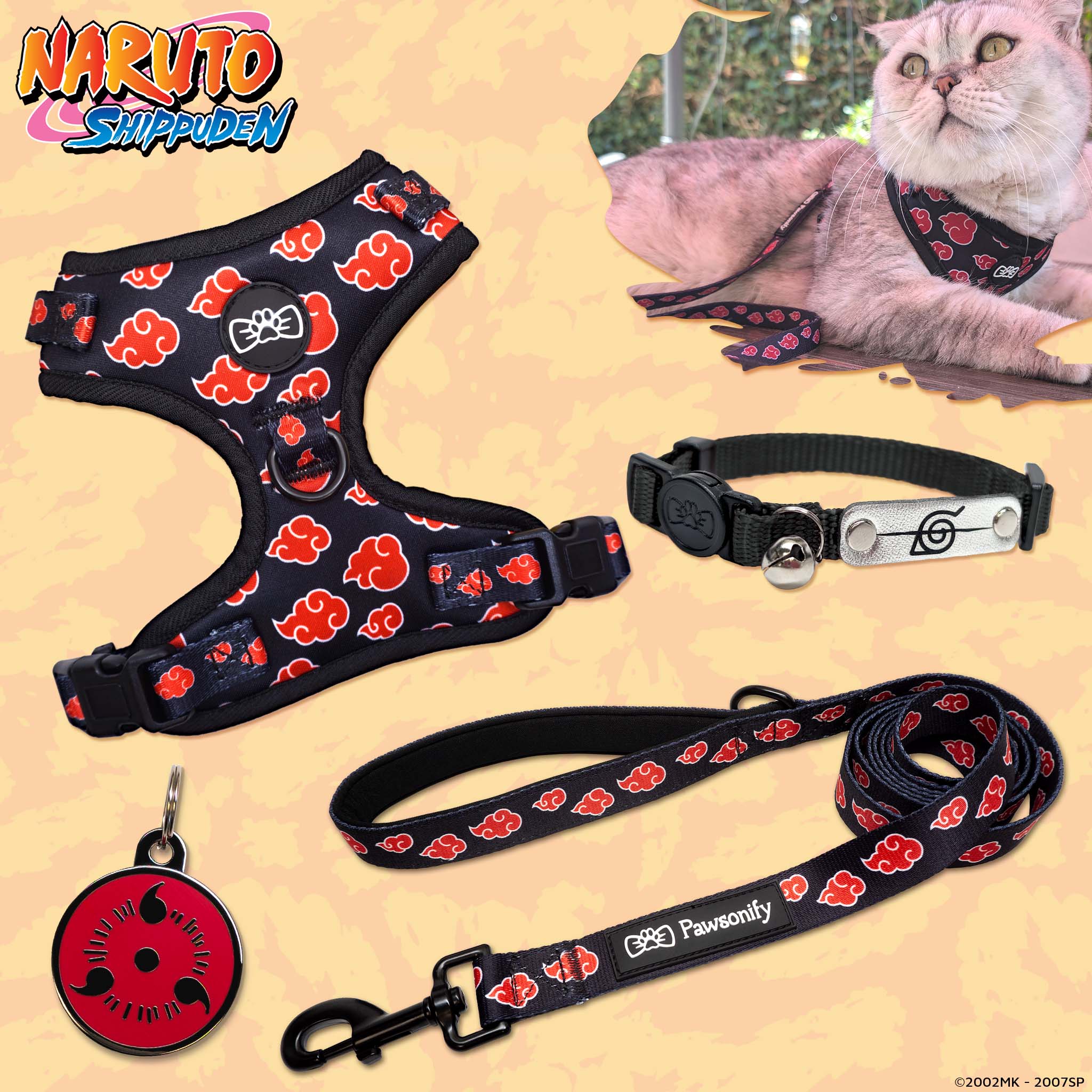 #size_Sharingan Pet Tag / Ninja Rogue Collar (Black)