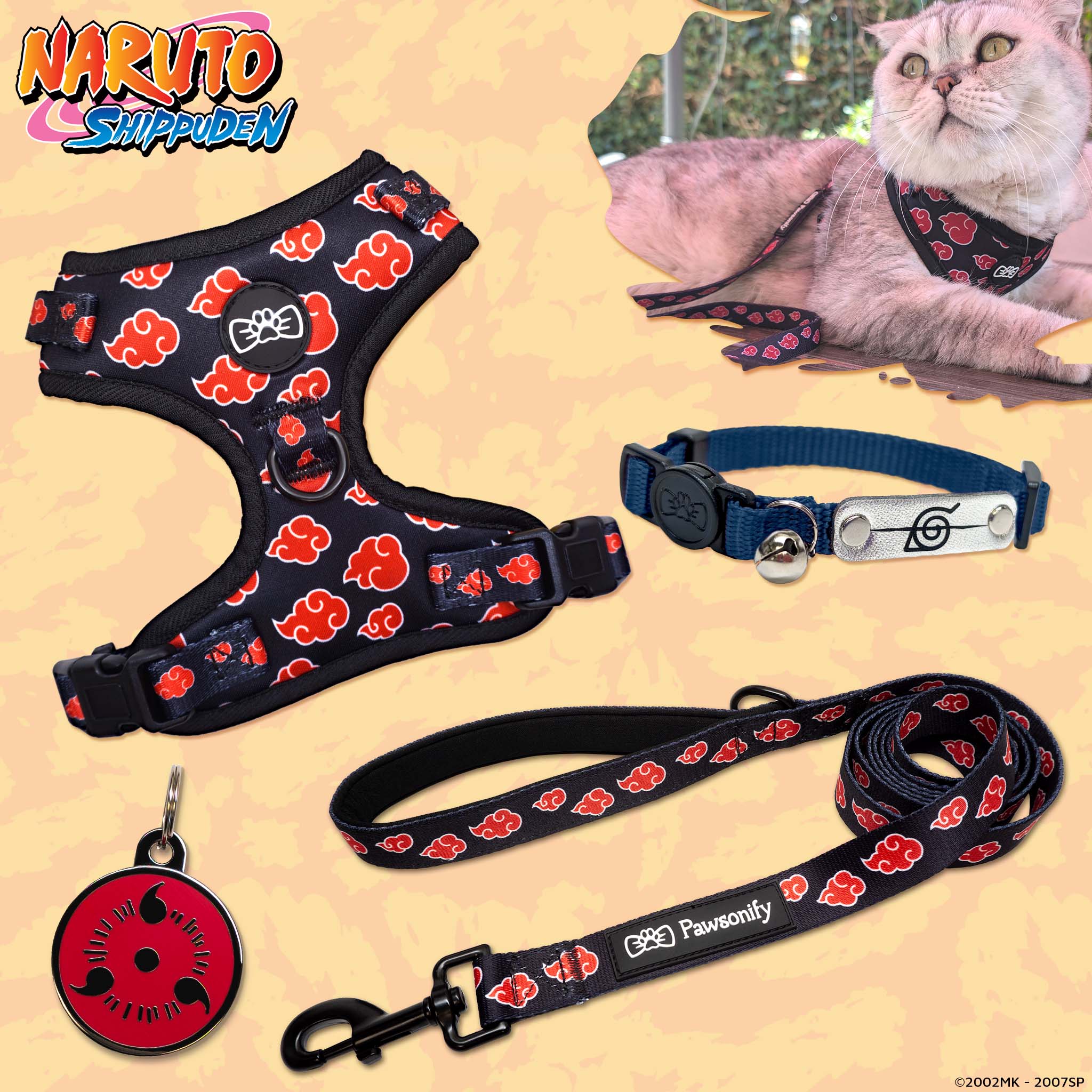 #size_Sharingan Pet Tag / Ninja Rogue Collar (Navy)
