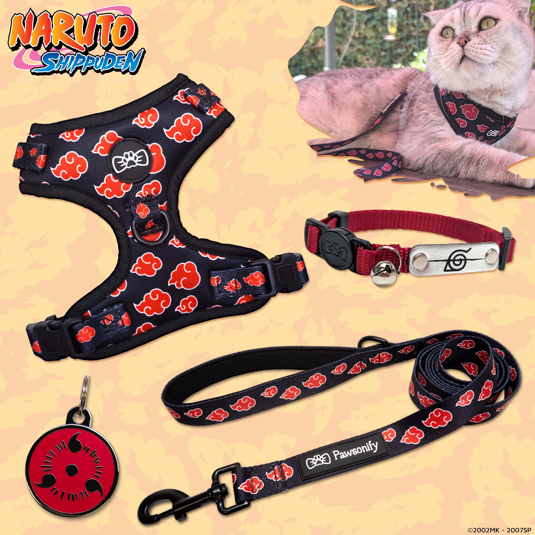 #size_Sharingan Pet Tag / Ninja Rogue Collar (Red)