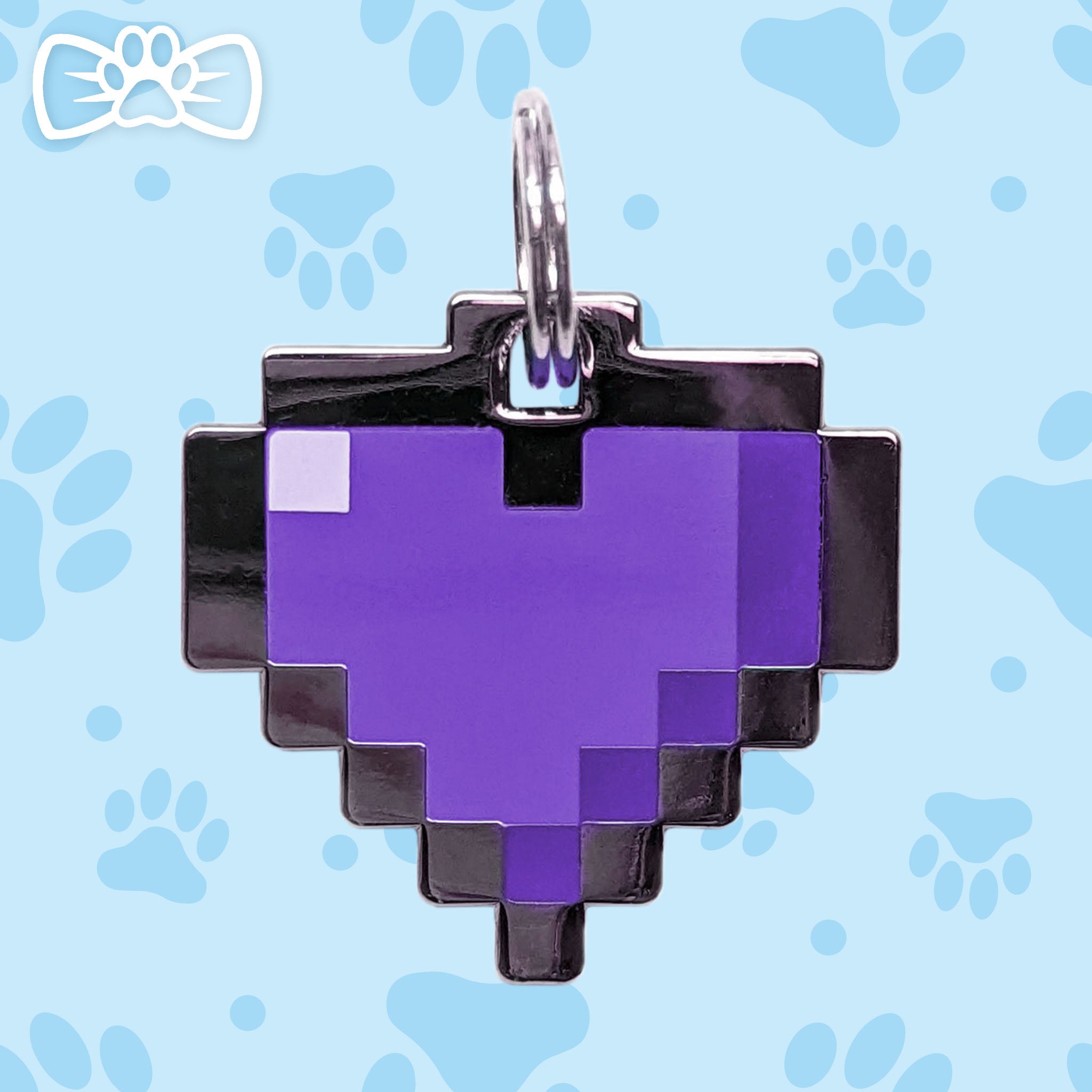Pawsonify Original 8-Bit Pixel Heart Pet Tag in Purple Color#Color_Purple