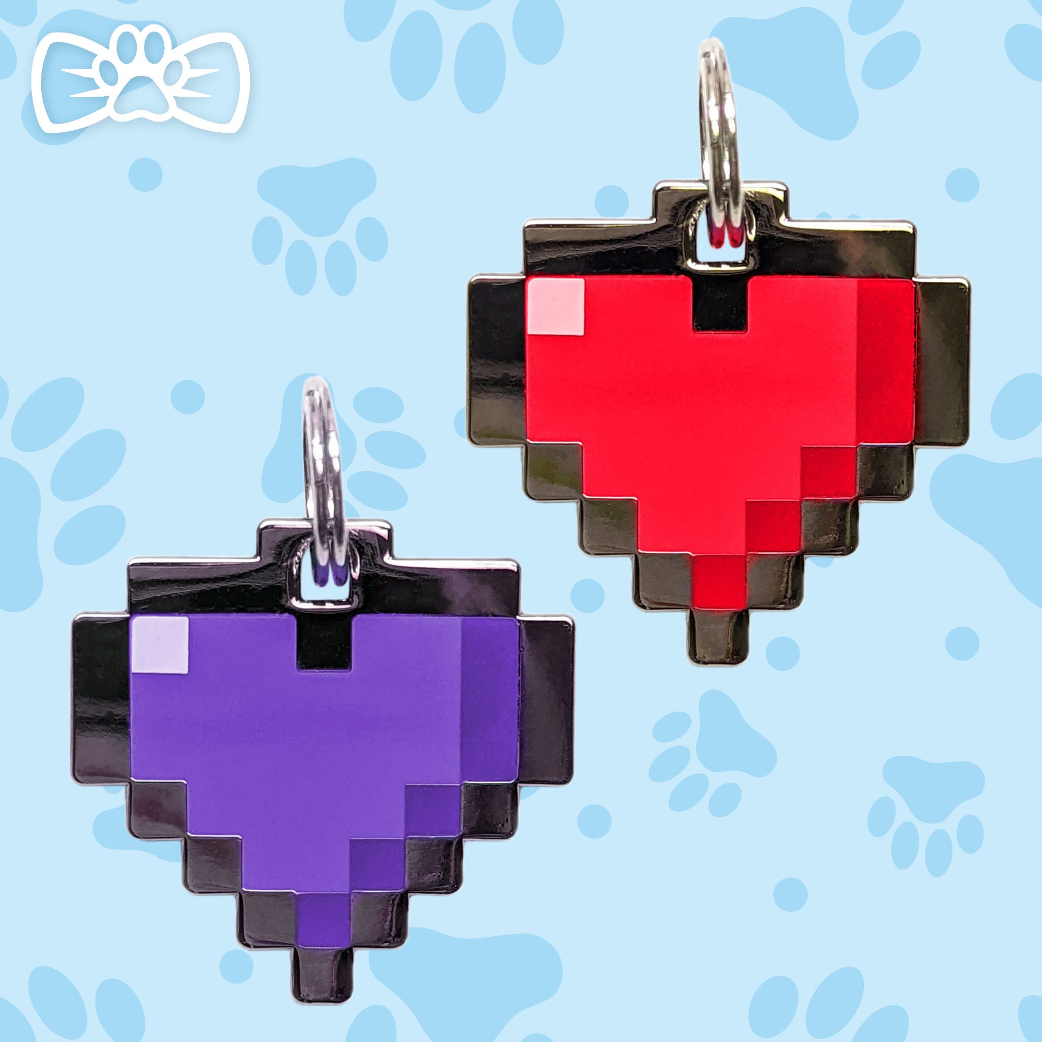 Pawsonify Original 8-Bit Pixel Heart Pet Tags