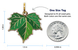 Leaf Pet ID Tag - Pawsonify Original Design - Ivy Leaf Design, Free Laser Engraving Included. Size comparison to a quarter.