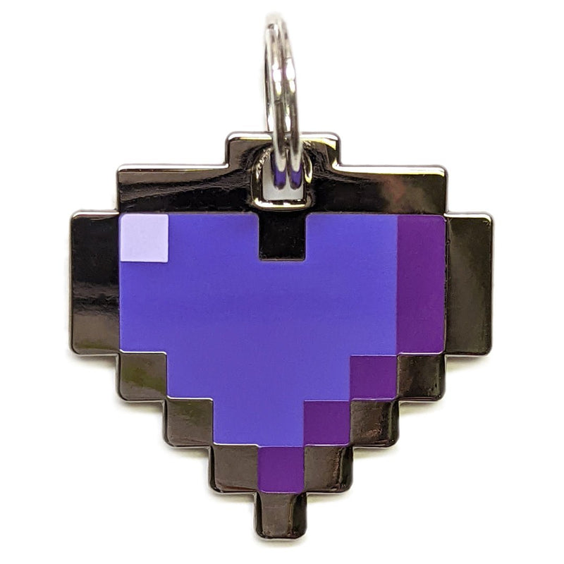 Pawsonify Original Pet ID Tag - Purple 8Bit Pixel Heart Tag