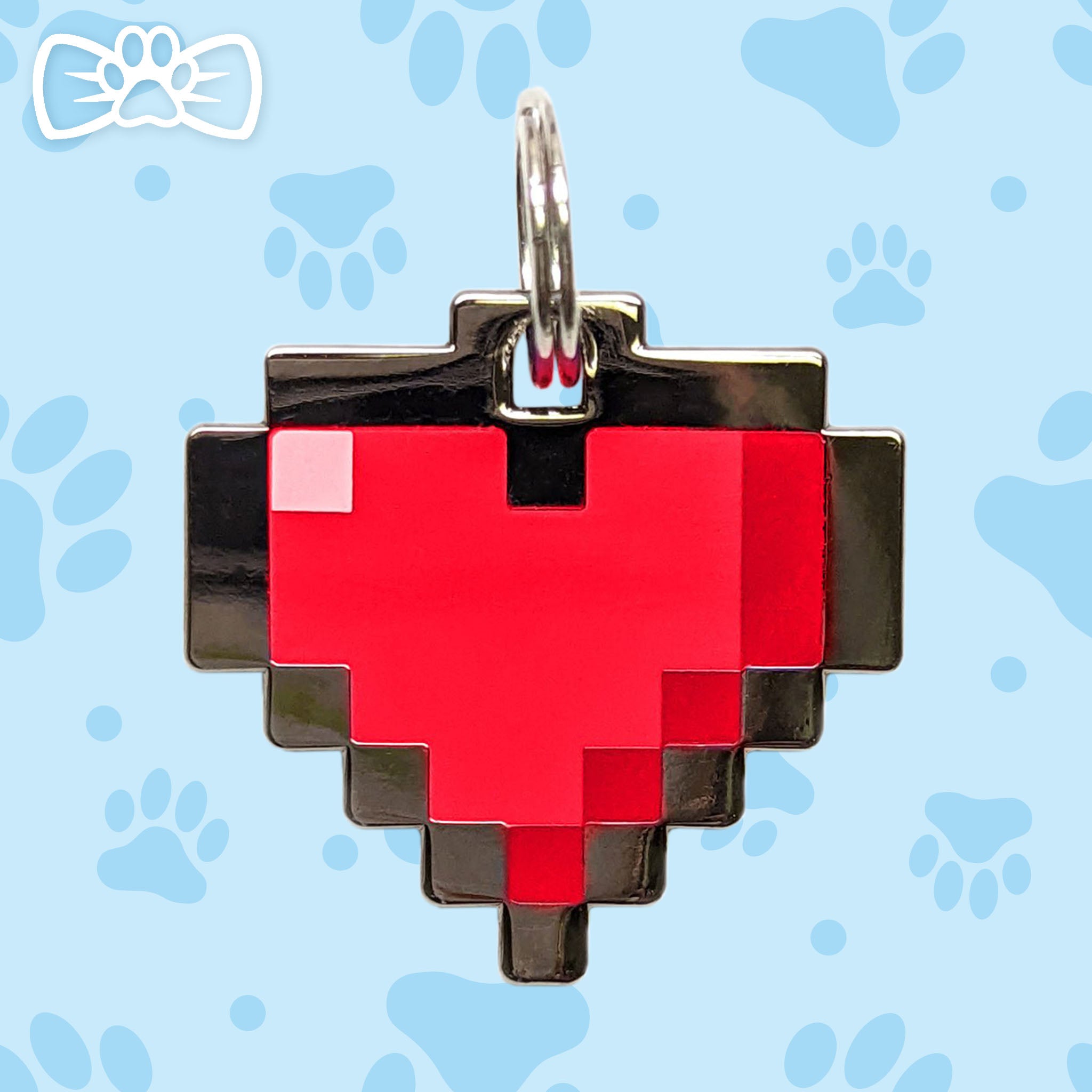 Pawsonify Original 8-Bit Pixel Heart Pet Tag in Red Color#Color_Red