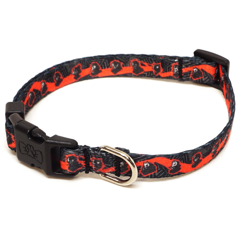Orange Dog Collar with Medium Brown Leather + Multicolor Stitching